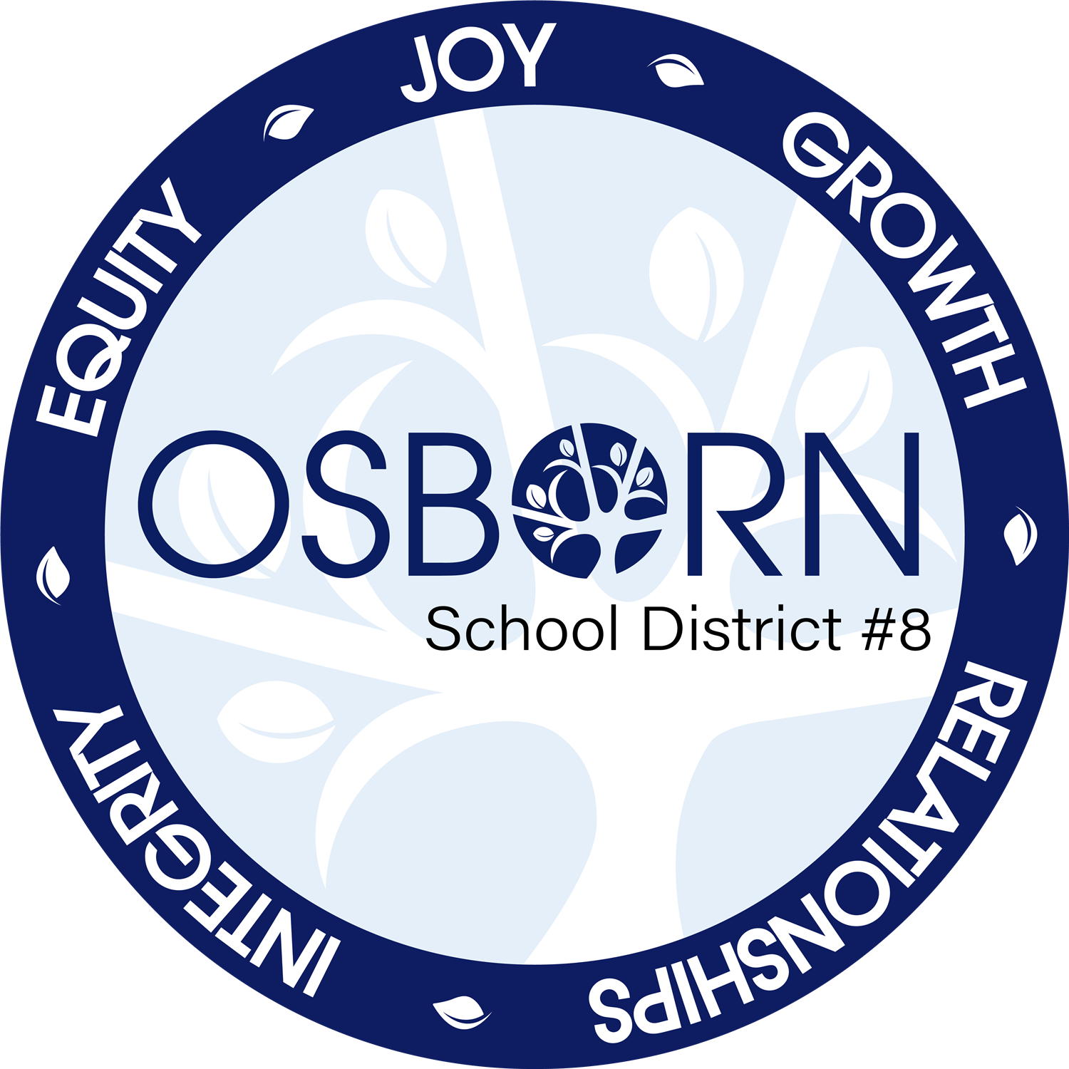 Osborn Seal with Core Values - Joy, Integrity, Equity, Growth, and Relationships